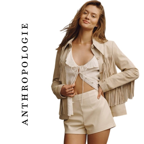Anthropologie Maeve Faux Leather Micro Shorts - Picture 3 of 9